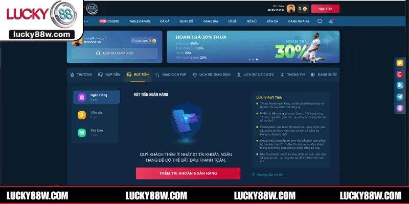 Bật mí chi tiết các bước rút tiền LUCKY88 đơn giản